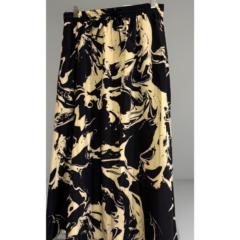 Magritta Elastic High Waisted Midi Skirt With Pockets Black Painting Women’s M